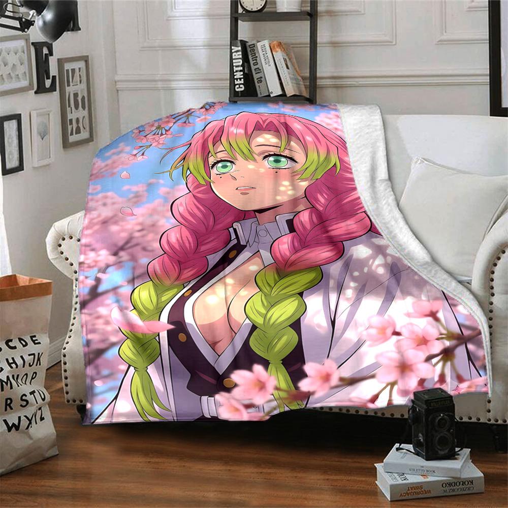 1pc Mitsuri Kanroji Blanket, Gift, for Men and Women, Soft Blanket, Good for Sofa Bed Couch Travel, Lightweight Flannel Blanket