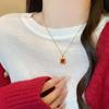 "Elegant Korean Titanium Steel Zircon Bow Necklace for Women"