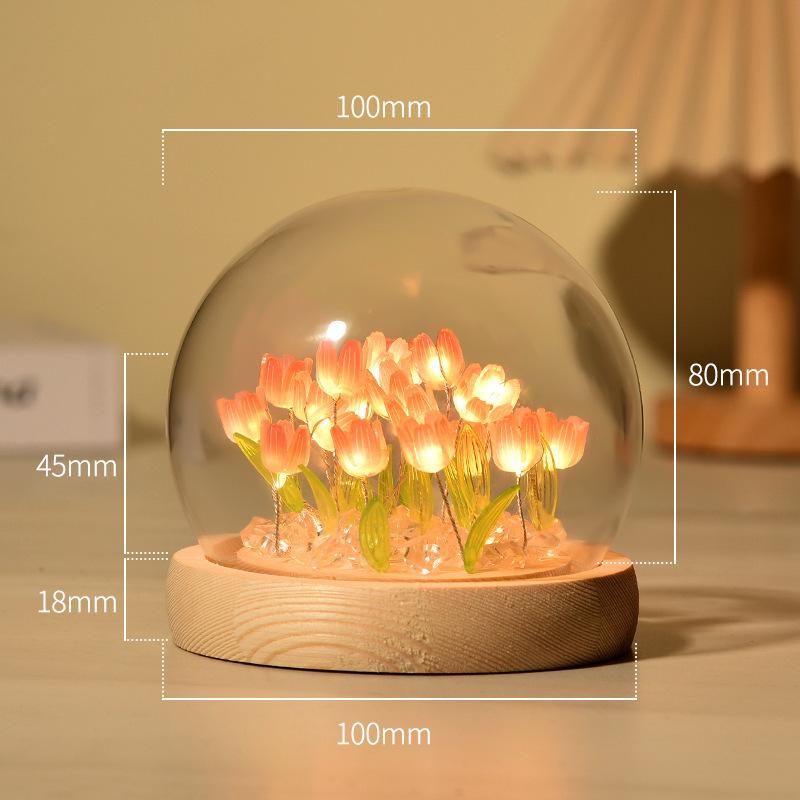 Tulpen Nachtlicht Handgemacht DIY Zimmer Schreibtischlampe-Blau