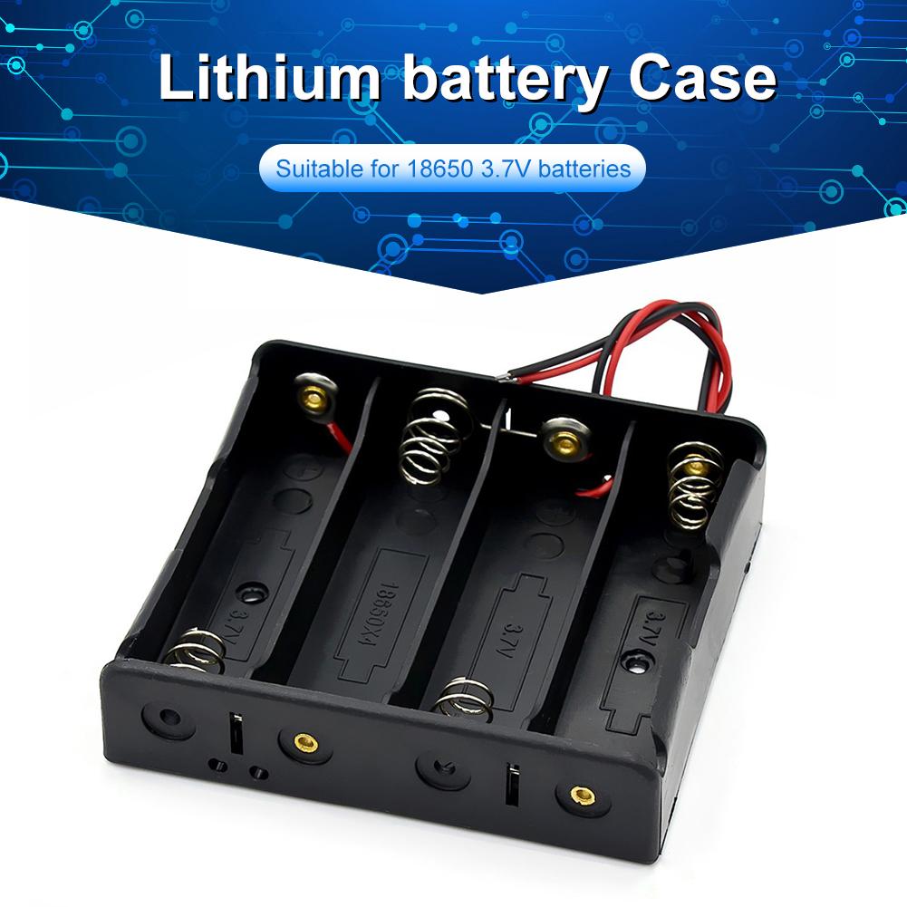 10-1pcs 1 2 3 4 Slot Plastic 18650 Battery Holder with Wire  Black 18650 Battery Storage Box Case for 18650 3.7V Battery