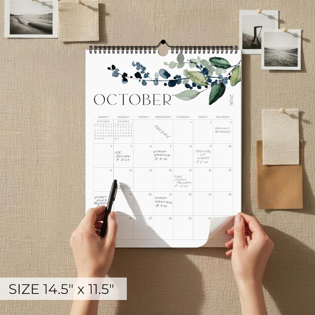 Aesthetic 2026 Wall Calendar - Runs from January 2026 Until July 2027 - The Perfect Large Modern Greenery Calendar Planner for Easy Organizing