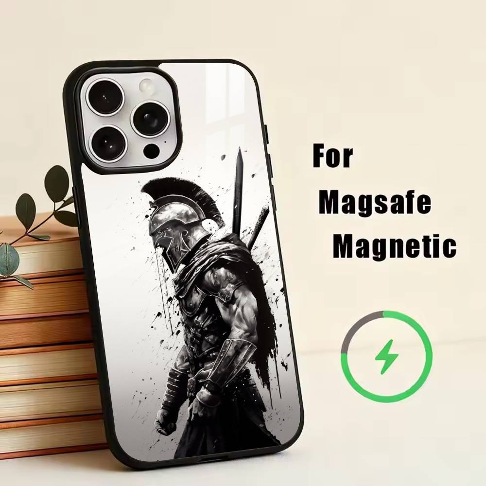 

G-Gladiator B-Black Phone Case For iPhone17,16,15,14,13,12,11 Plus,Pro Magnetic with Magsafe Wireless Charging iPhone12PRO