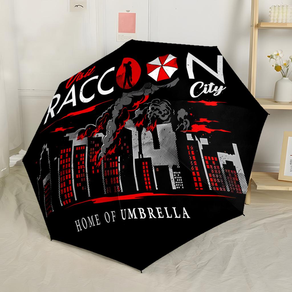 Umbrella Corporation Symbol Compact Travel Automatic Umbrella Retractable Design with 8-Rib Durability Durable Plastic & Iron