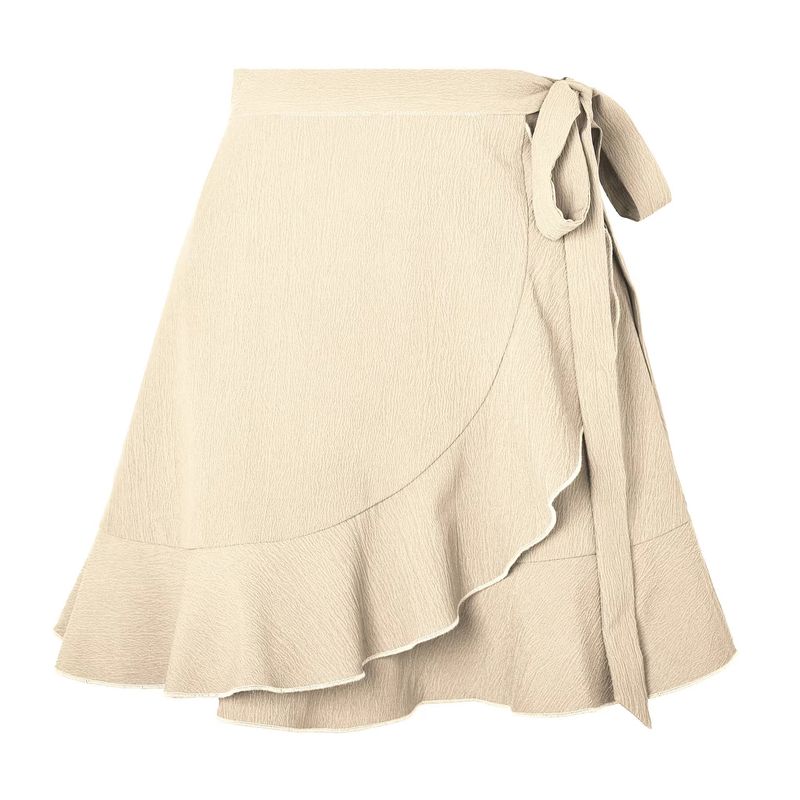 Western Style Solid Lace-up Skirt High Waist Solid Frill Short dress Lace up Ruffle Skirt