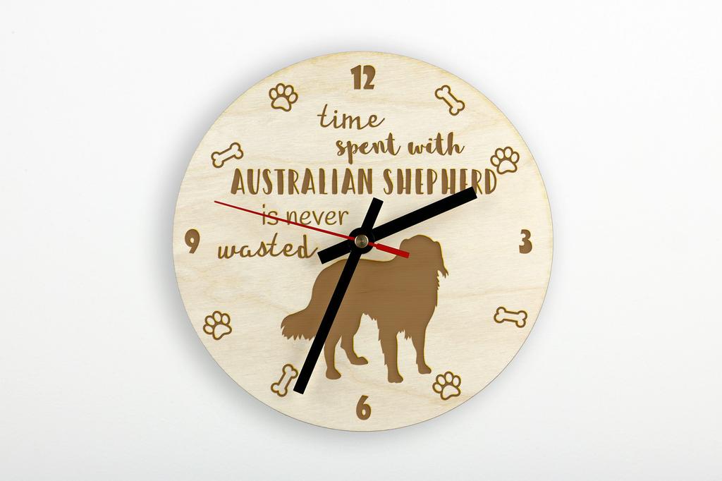 Australian Shepherd - clock with dog, wooden clock with engraving, personalised clock by Art-Dog