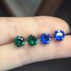 Drainage Simulation Emerald Round Stud Earrings Femininity High Flash Customer Order 7Mm Four-Claw Bluestone Earrings