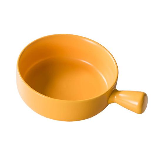 Ceramic Baking Bowl Microwave Safe Oven Dish with Handle Heat Resistant Soup Crock Easy Clean Dishwasher Safe Small Soup Bowl for Onion Soup