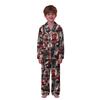 Christmas Parent-Child Matching Outfit with Stand Collar, Button Front and Festive Print