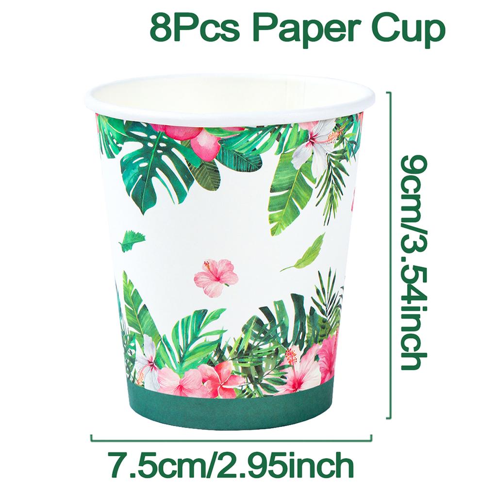 Hawaiian Leaves Flower Disposable Tableware Summer Theme Birthday Party Decor Paper Cup Napkin Tropical Hawaii Party Supplies