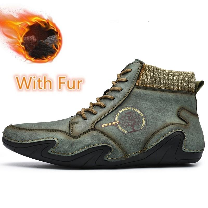 

Высококачественные мужские кожаные ботильоны, осенне-зимние плюшевые зимние ботинки, повседневные мужские ботинки на плоской подошве, со шнуровкой, теплая обувь больших размеров для активного отдыха 38