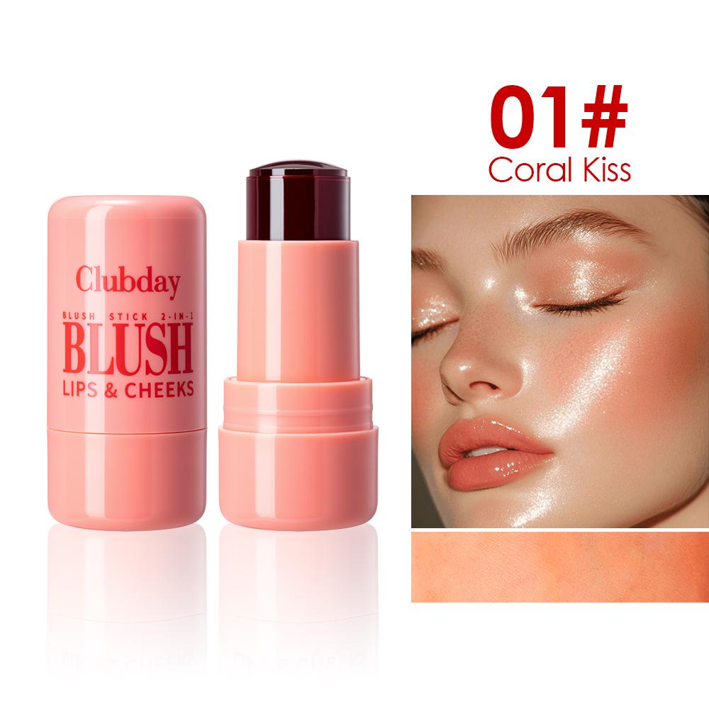 Clubday 2-in-1 Cream Blush Stick for Lips & Cheeks - Hydrating Blush Cream, Multi-Use Tinted Glow Makeup Stick, Blendable & Long Lasting 1#