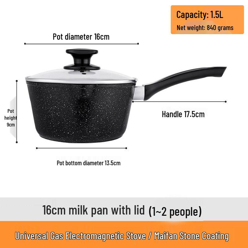 Non-Stick Maifan Stone Milk Pan with Handle - Small Soup & Noodle Pot for Induction Cookers