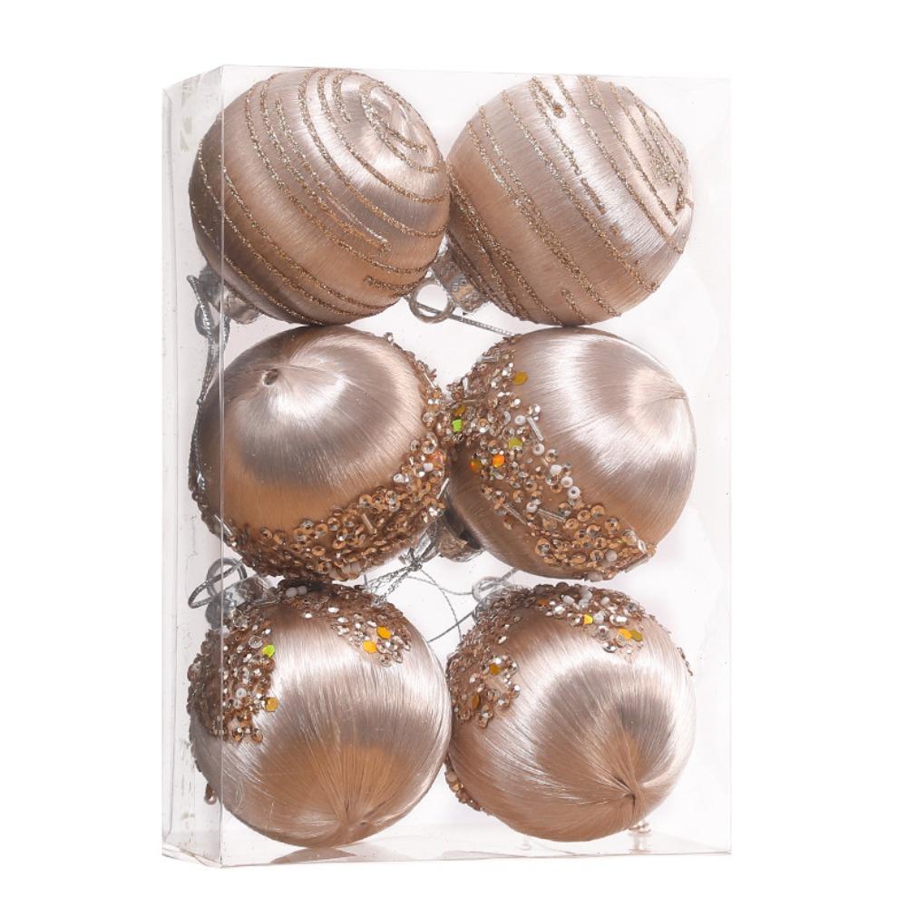 6pcs Foam Velvet Christmas Balls Shatterproof Christmas Tree Pendant  Hotel Office Decor