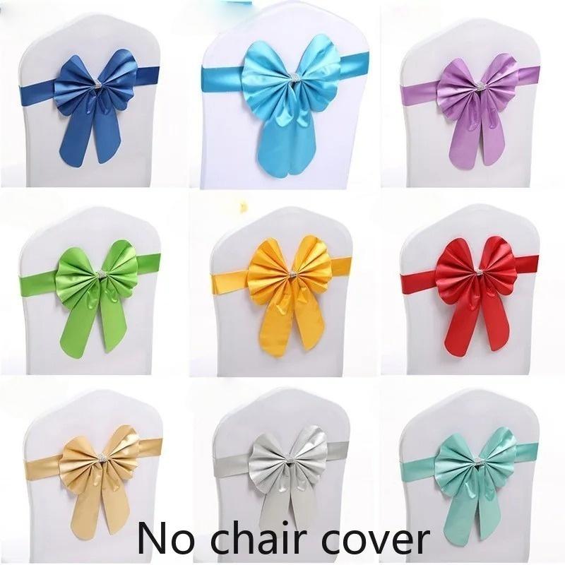 10pcs New Sashes Elastic Bow Tie Ready Made Chair Sashes Band For Wedding Party Hotel Banquet Event Decoration Wholesale
