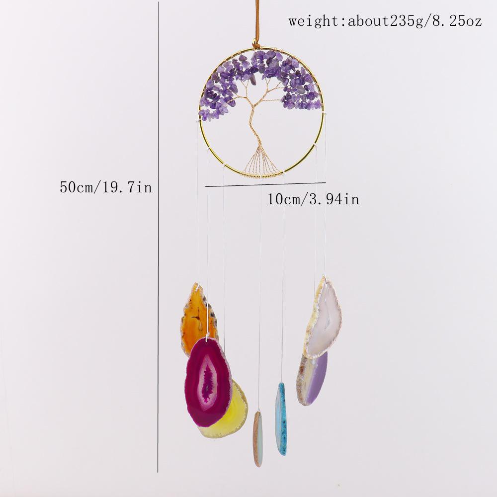 Tree of Life Agate Slice Crystal Pendant - Handmade Crafts T137