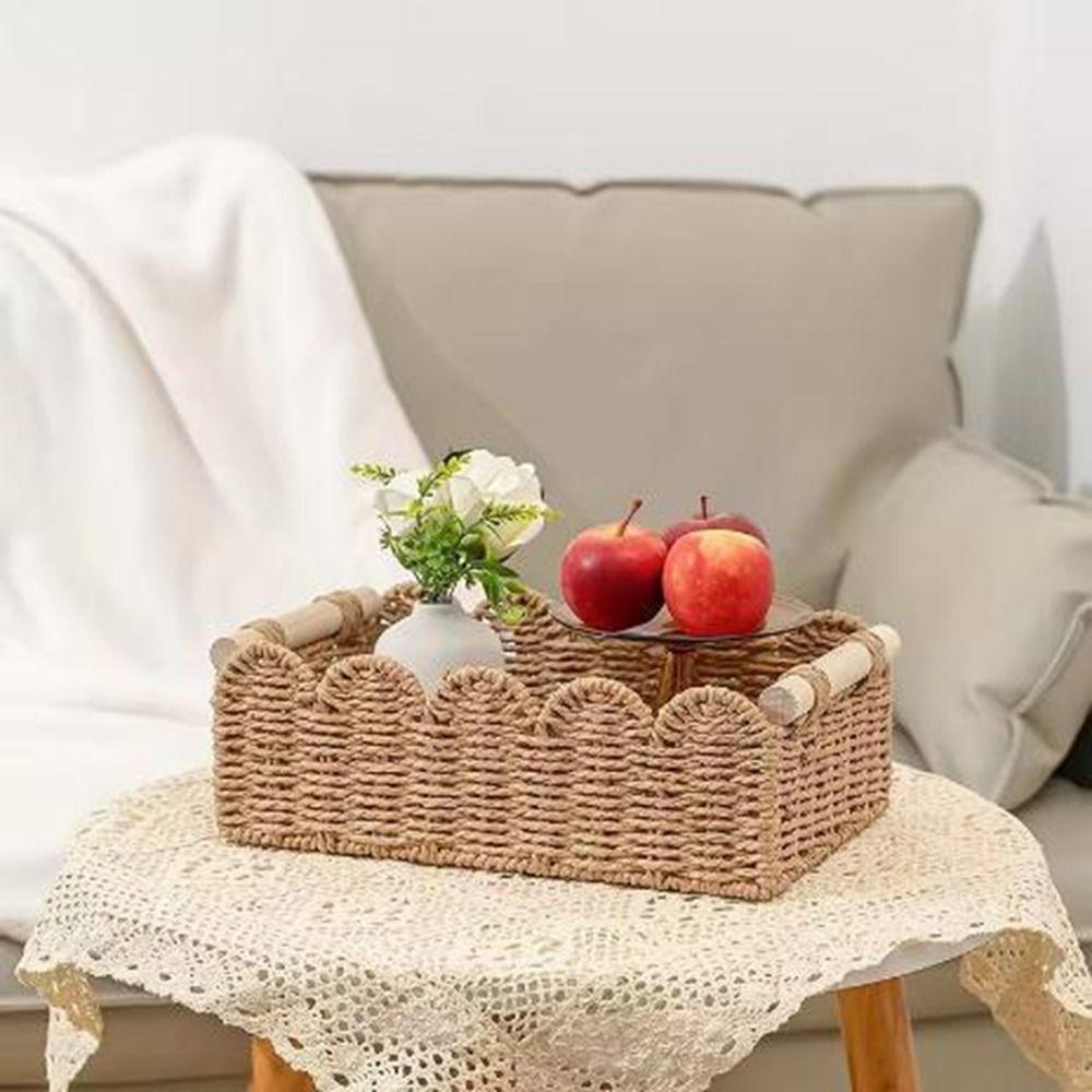Handwoven Paper Rope Storage Basket Handmade Toilet Paper Storage Basket Living Room