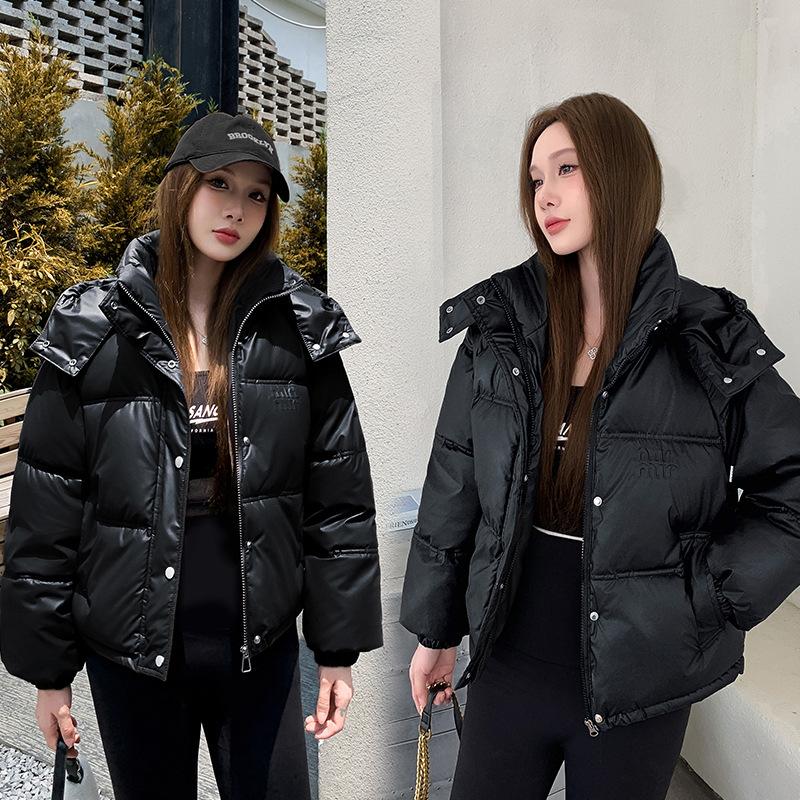 2025 new winter clothes, Korean version of short women's down cotton clothes, loose bread jackets, cotton jackets, fashionable hooded padded jackets