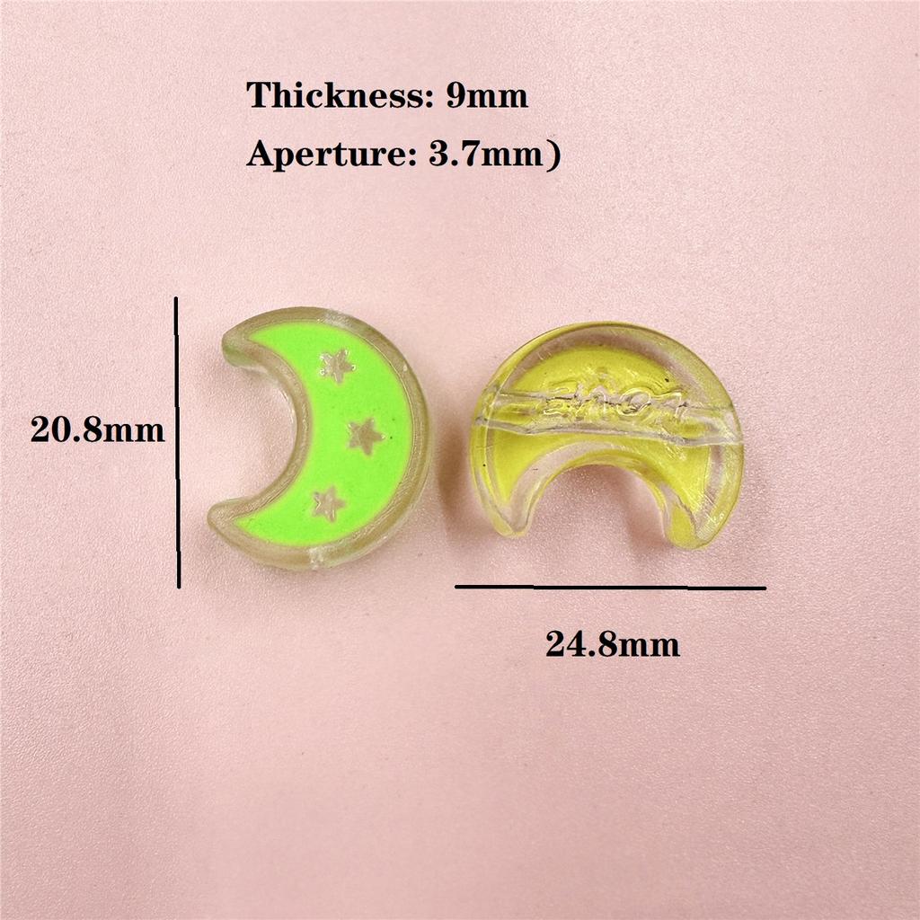 10PCS 20.8*24.8mm Acrylic Transparent Curved Moon Star Loose Beads DIY Mobile Phone Chain Jewelry Accessories