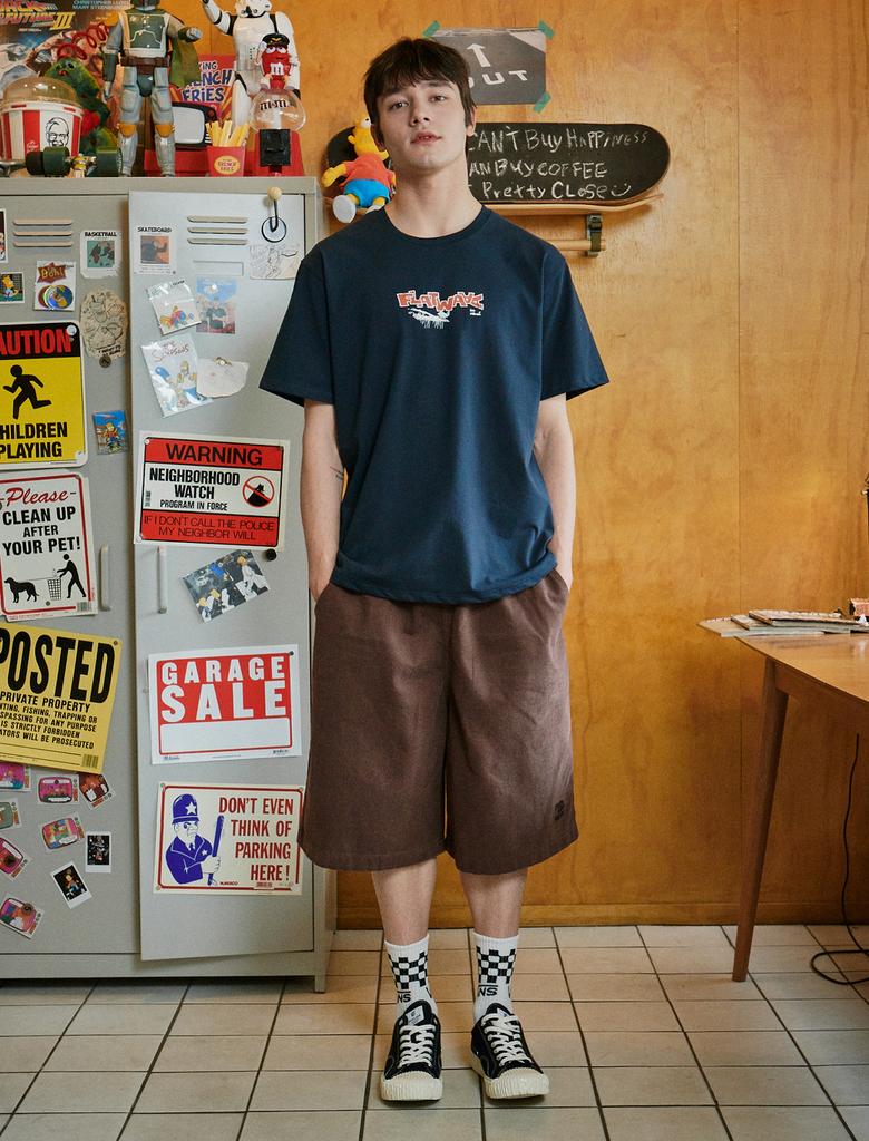 FLATWAVE IN SEOUL Kanoa Wide Cotton Banding Shorts Brown