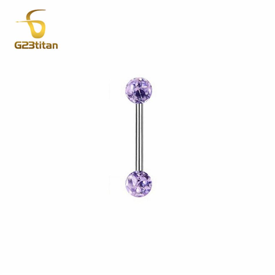 Waterproof Crystal Resin Ball Tongue Rings Nipple Barbell Ear Cartilage Earring 14G 1.6mm 12-22mm Titanium Piercing Body Jewelry