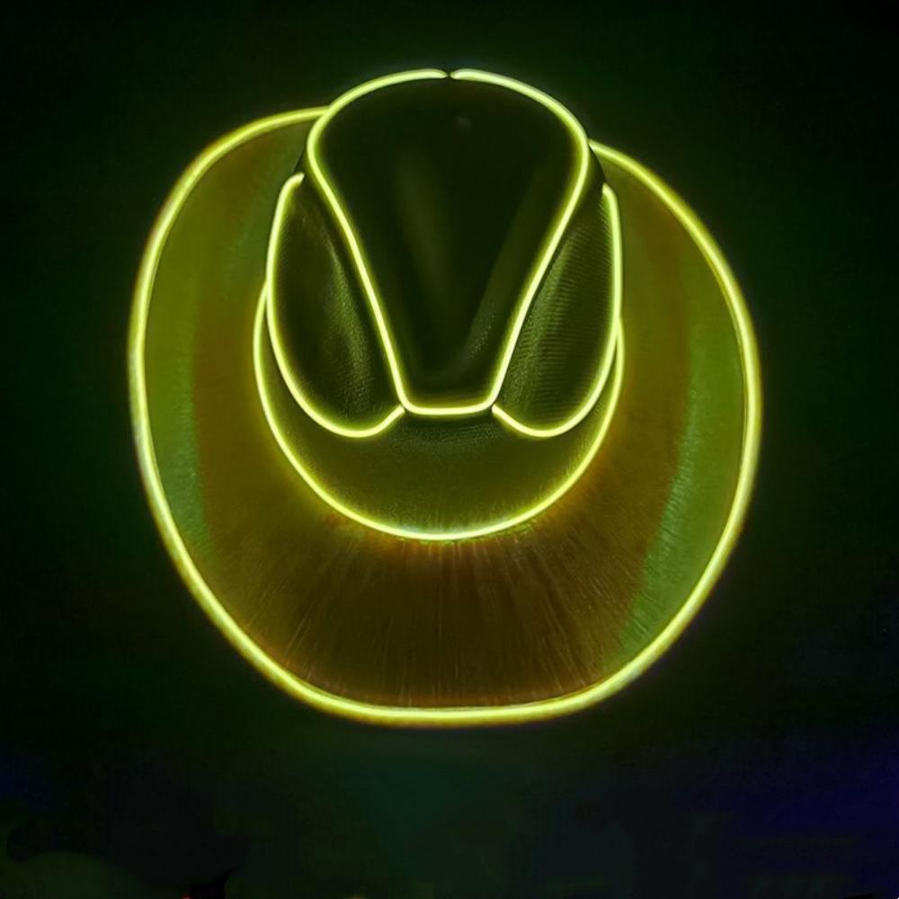 Glowing Decor Supplies Luminous Cowboy Hat LED Pearlescent Cowboy Cap Fashion Neon Light Hat For Party