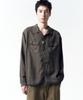 INSILENCE Tencel Gabardine Open Collar Shirt Olive Grey