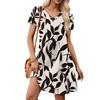 Women's Petal Short Sleeve V Neck Loose Floral Print Swing Sundress With Pockets
