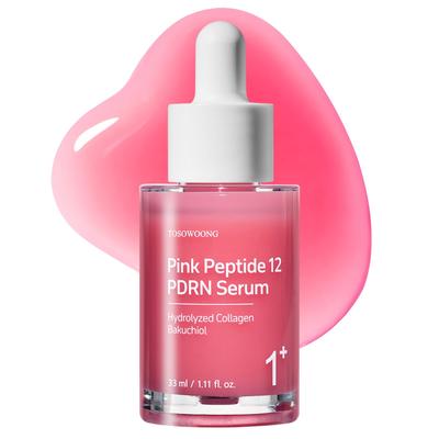 TOSOWOONG Pink Peptide 12PDRN Lachs Koreanische Hautpflege Kosmetik Serum, 33ml, PDRN, Bakuchiol, Kollagen, Feuchtigkeitsspendend, Straffend, Elastizität,