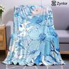 Blue Pink Watercolor Floral Ultra Soft Sherpa Fleece Blanket Fluffy Warm Halloween Cozy Throw for Couch Bedroom Gift All Season