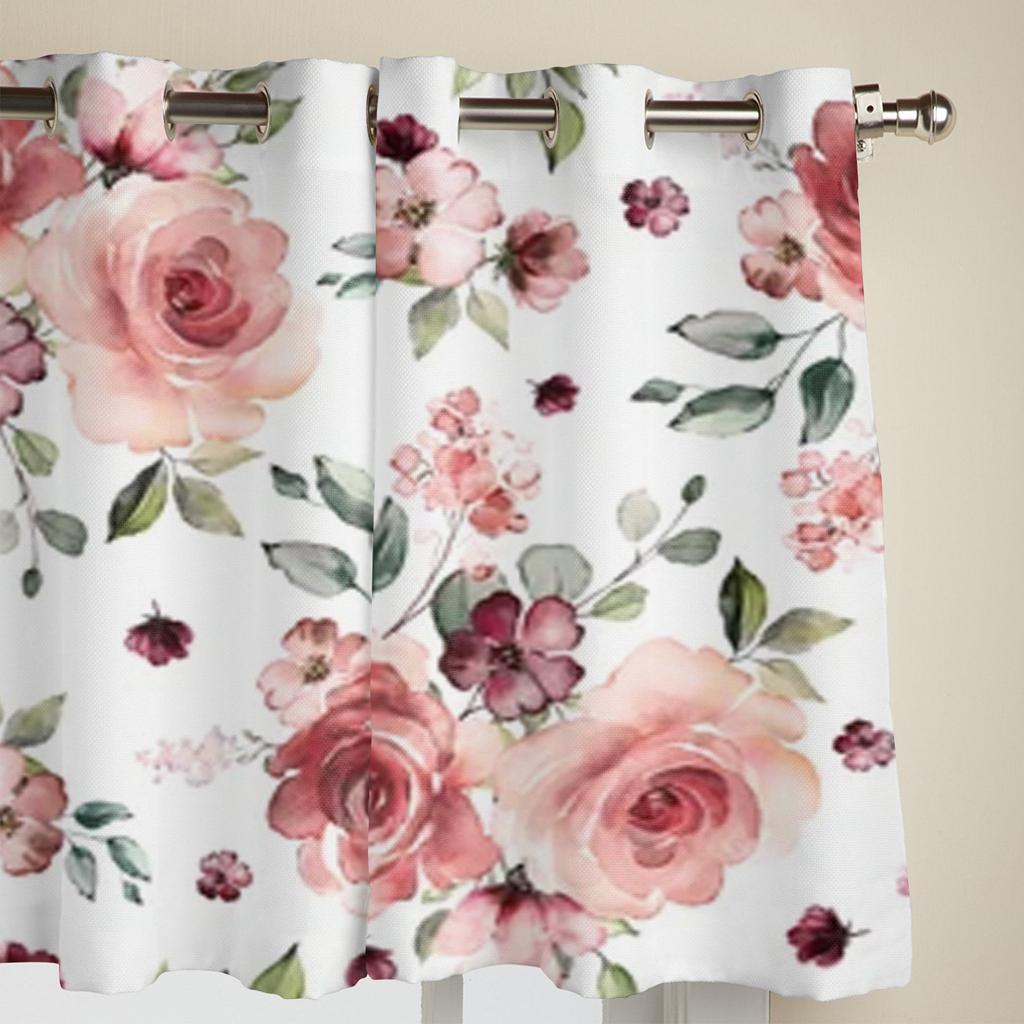 Spring Flowers Leaves Window Curtains For Living Room Bedroom Luxury Modern Kitchen Curtains Fabric Drapes