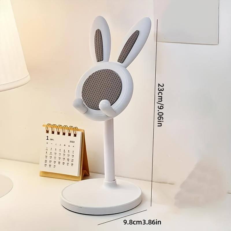 Adorable Pink Floral Design with Bunny Ears and Bow, Adjustable Height 0°-90°, Durable ABS Material, Smartphone Desktop Organizer