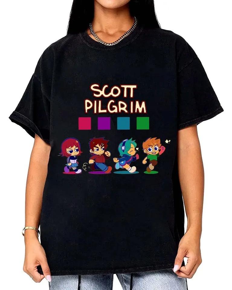 

Crew Neck T - Shirt with Indie Film Character Creative - Inspired Graphic Featuring Scott Pilgrim Art for Film Enthusiasts 4XL