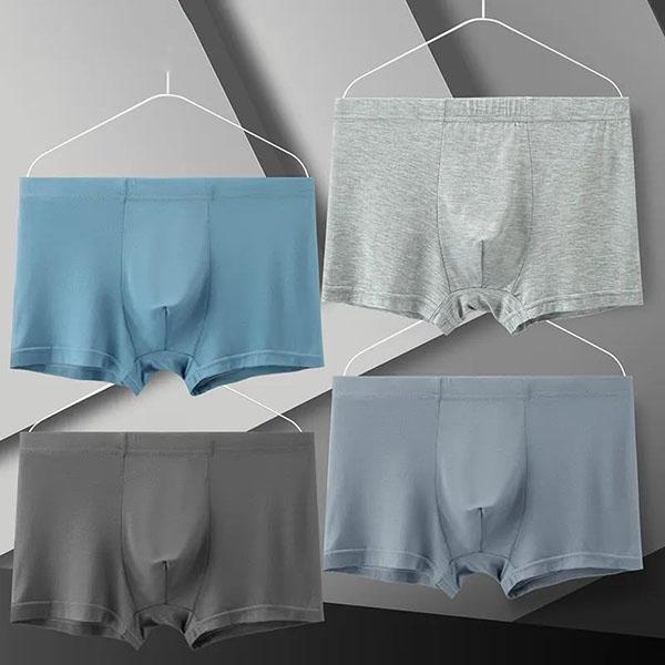 4pcs Men Underwear Modal Cotton Boxers Men's Print Soft Breathable Mid-waist Short Boxers