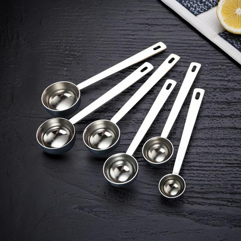 304 Stainless Steel Measuring Spoons 5ml-30ml, Long Handle for Coffee, Milk Powder, and Baking