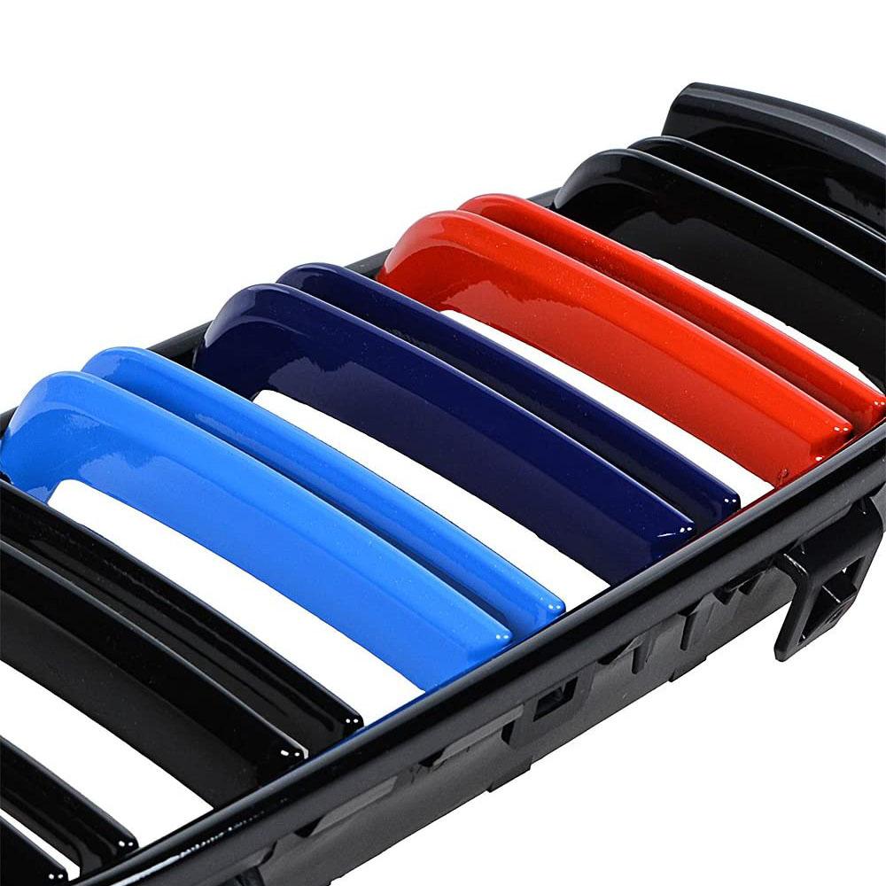 Přední mřížka na ledviny lesklá černá M Color Double Line pro BMW řady 3 E90 E91 2005-2008 325xi 320i 325i 325i 328i 330i 335i