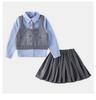 Girls' Autumn 2025 Academy Style: Bowknot Vest, Knit Vest & Pleated Skirt Set