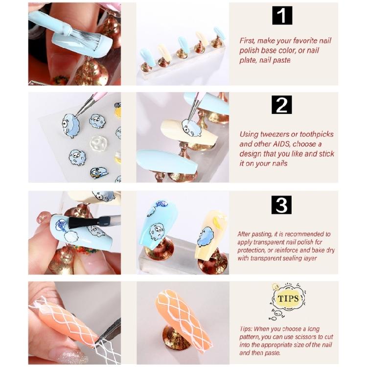 6 Sheets Christmas Nail Stickers Manicures Stickers Snowflake Nail Art Stickers Nails Art Decoration