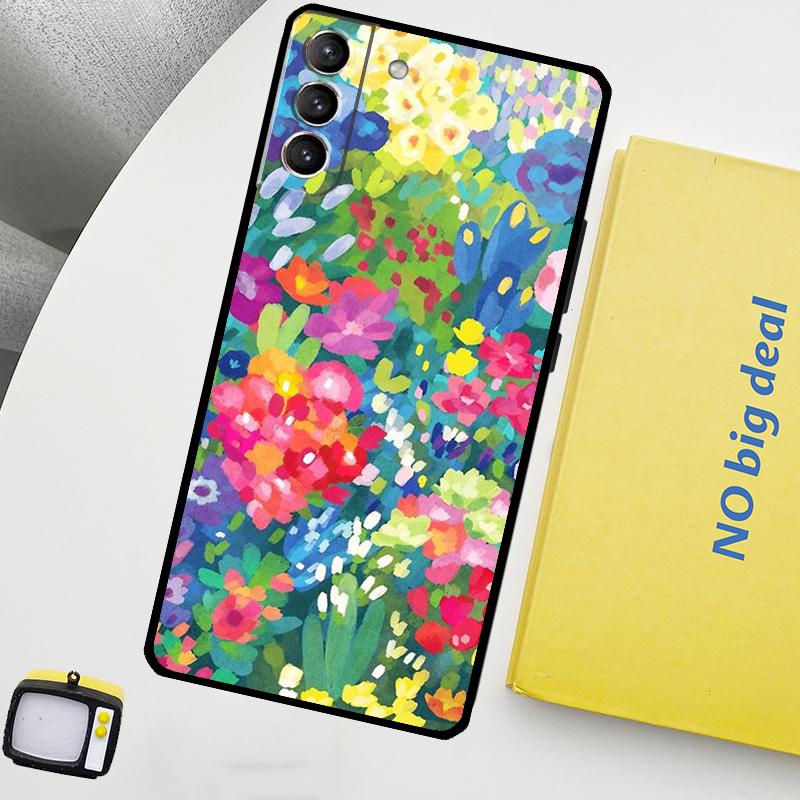 Colourful Flower Painting Art Funda For Samsung Galaxy S22 Ultra S23 FE S9 S10 Note 10 Plus Note 20 Ultra S20 S21 FE Case