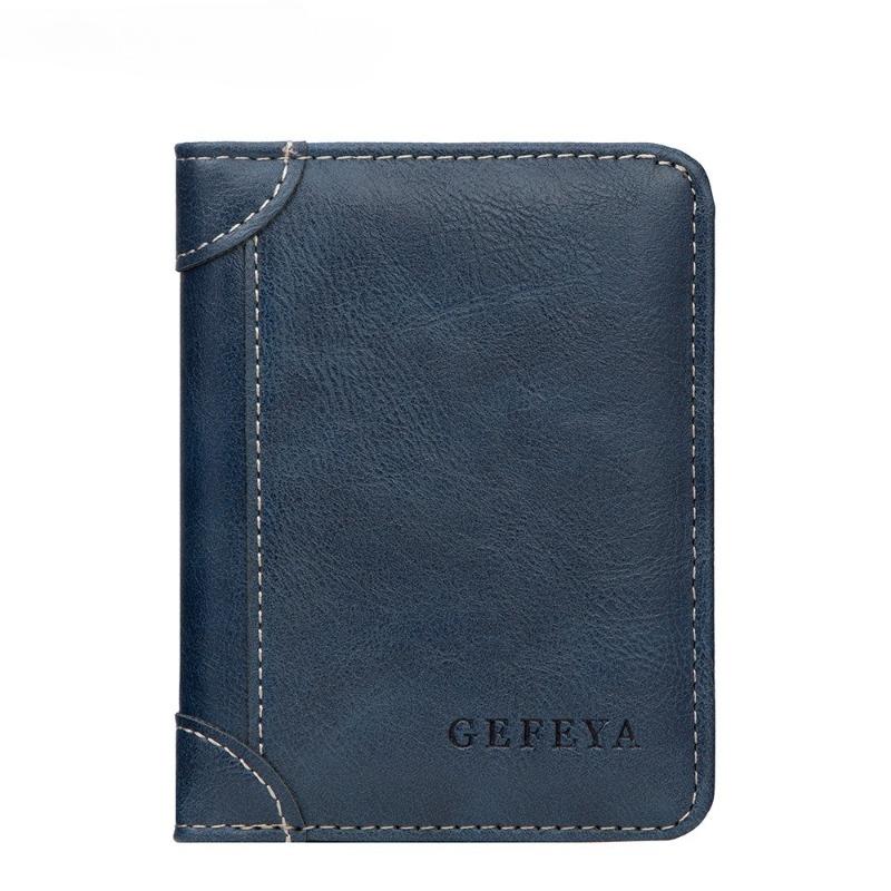 Men’s Vintage Leather Bifold Wallet, Slim Short Wallet with ID Window, Credit Card Holder, Cash Pocket, Casual Business Wallet