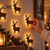 Holiday Wall Hanging Signs 7Pcs 3D Light-Up Wooden Reindeer Christmas Decor with Warm LED Backlight, Peel And Magical Atmosphere Stick Rustic Art for