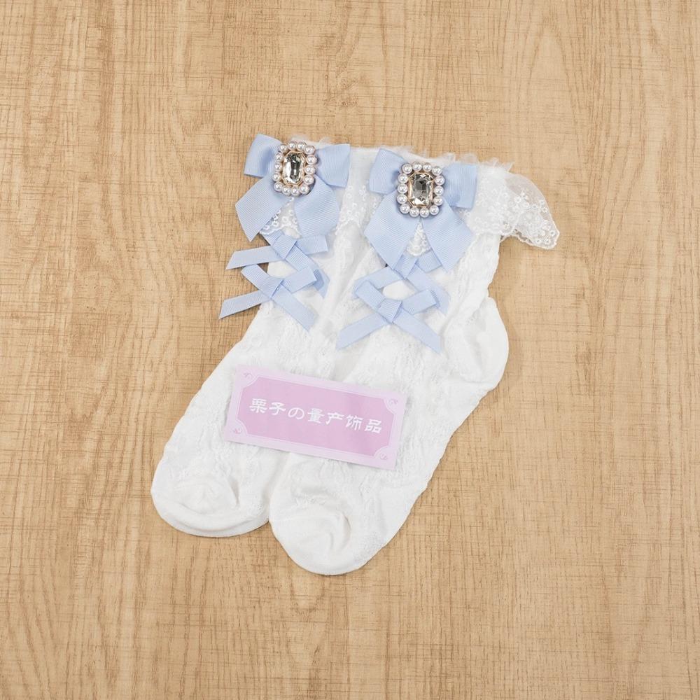 

Lolita Ankle Socks Bow Summer Spring Socks Jk Cotton Socks Women синий