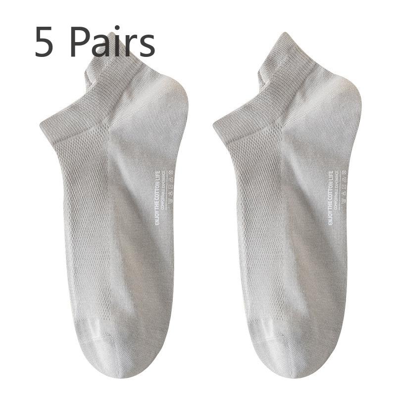 5 Paar Herren Sommer Dünne Baumwolle Einfarbig Anti Geruch Schweißabsorption Flacher Ausschnitt Nahtlose Bootssocken