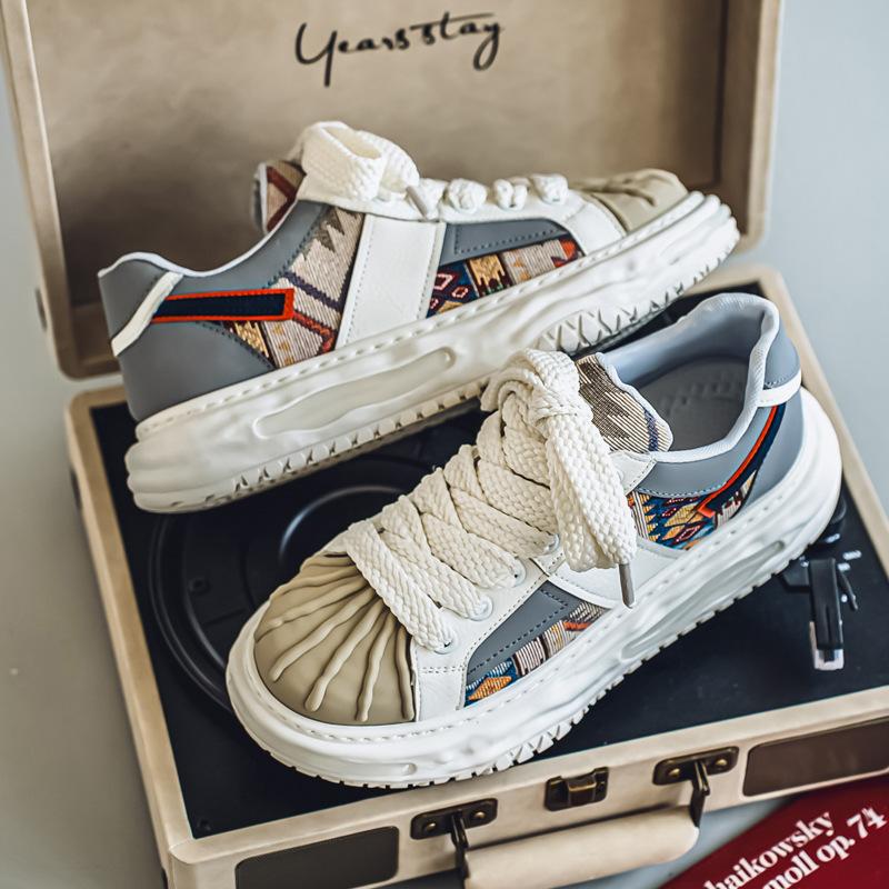 

High-end men s shoes spring new 2025 cloth breathable casual board shoes platform shoes Internet celebrity shell head trendy shoes 44