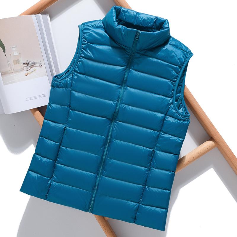 Light Down Vest Women's Short Stand-up Collar Slim Vest Autumn and Winter New Down Vest Large Size Vest Outer Wear Women