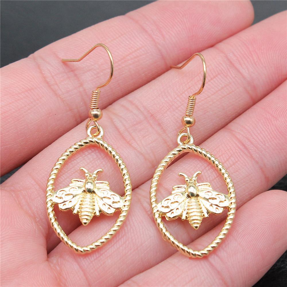 Hängeohrring Biene Wabe Minimalistische Schmuckkomponenten Ohrringgröße 18x19mm QE004