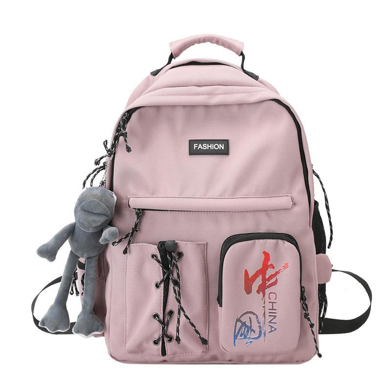 

ins trendy cool Harajufeng high school college student trendy backpack women s leisure large-capacity backpack junior high school schoolbag men single pack розовый