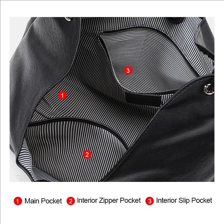 Women's Hobo Bag Genuine Leather Second Layer Soft Cowhide Handbag Black Fashion Shoulder Bag for Everyday Use