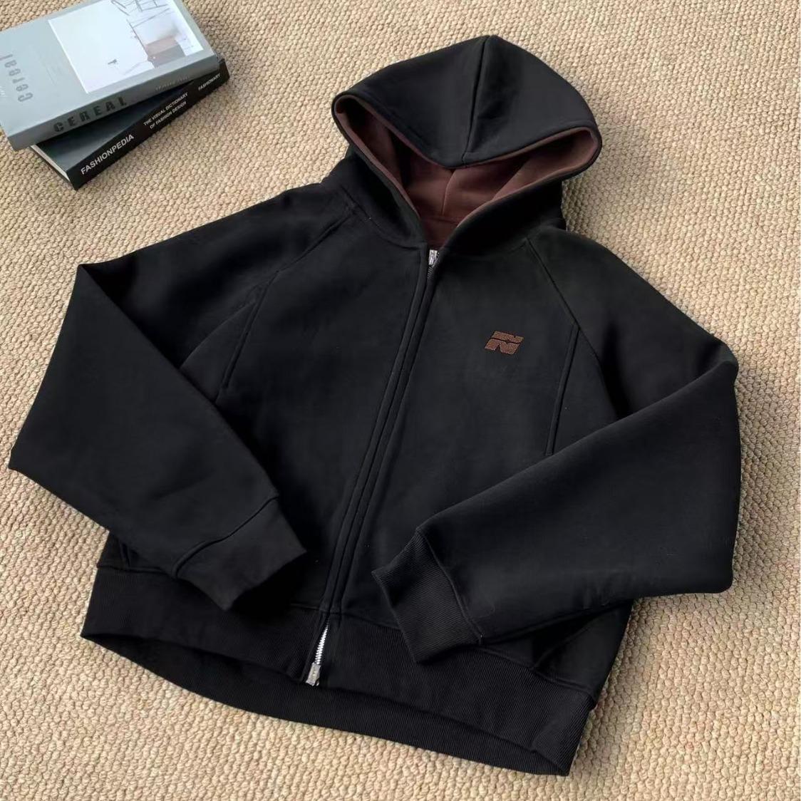 Cross-Covered Double-Pull Chain Hooded Sweatshirt Cardigan - Stylish Autumn Unisex Long-Sleeve Top XXL