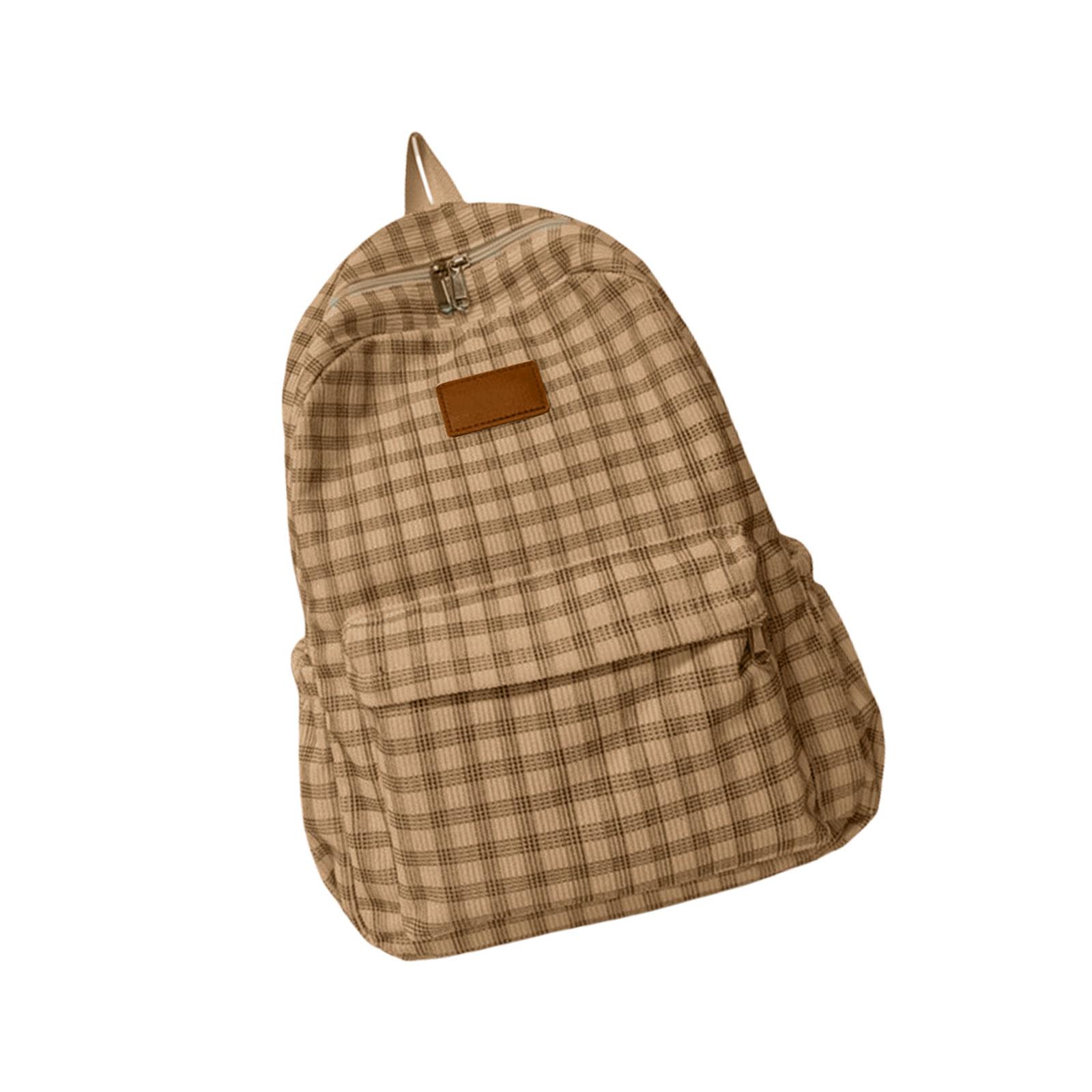 Student School Backpack Fashion Travel Bag Corduroy Lattice Backpack Large Capacity DaypacksHarajuku Backpack