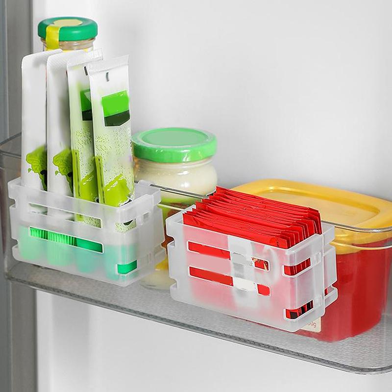 Refrigerator Side Door Telescopic Storage Box Cheese Slices Organize Case Snap Type Seasoning Bag Sorting Box Storage Rack